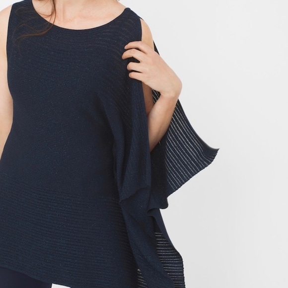 White House Black Market Tops - 🔥NEW WHBM ASYMMETRIC DRAPE SLEEVE SHIMMER SWEATER